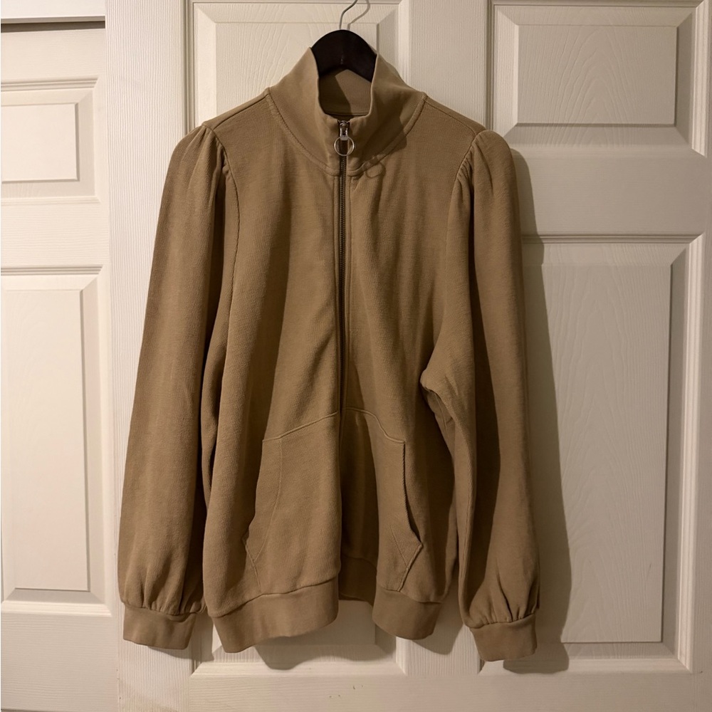 Madewell Light Brown Zip-Up Sweatshirt Jacket